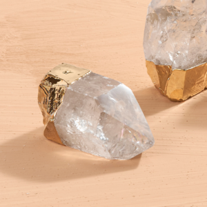 Gold Plated Standing Quartz Point | Shoppe Geo
