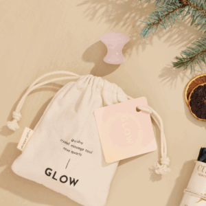 rose quartz gua sha massage tool with pine and citrus for christmas