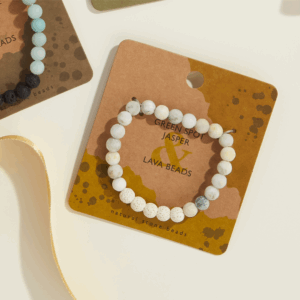 green spot jasper lava bead essential oil diffuser bracelet with ribbon for christmas