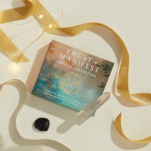 manifest crystals - boxed crystal collection for manifesting with ribbon and lights for christmas